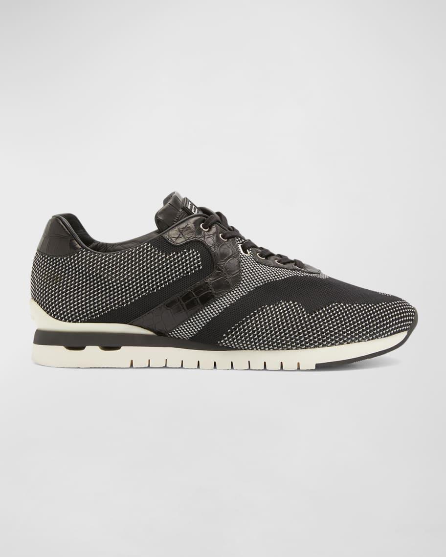 Mens Knit Croc-Trim Plaque Sneakers Product Image