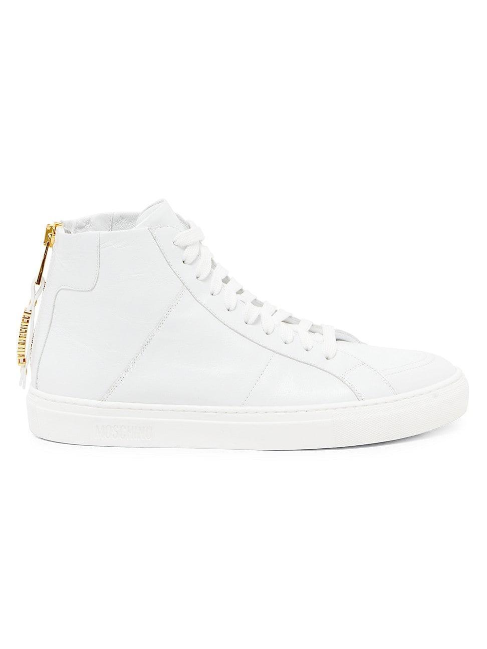 Mens Leather Zip High-Top Sneakers Product Image