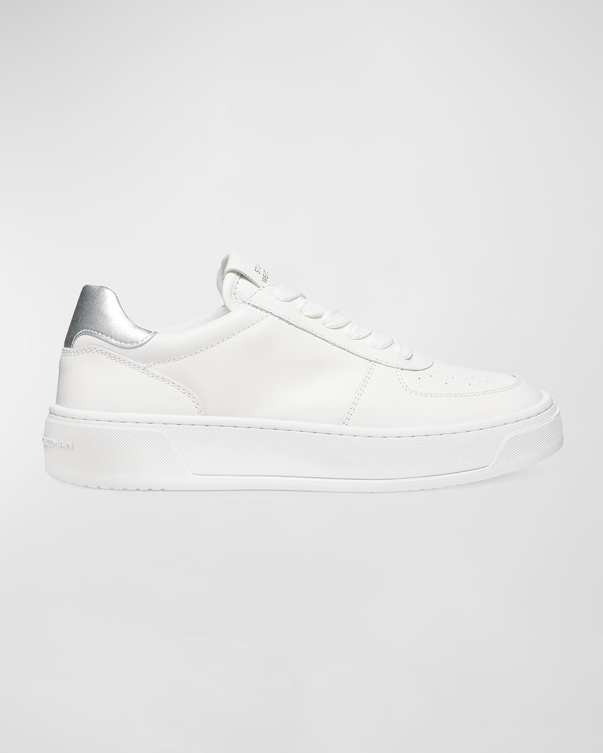 Mixed Leather Courtside Low-Top Sneakers Product Image
