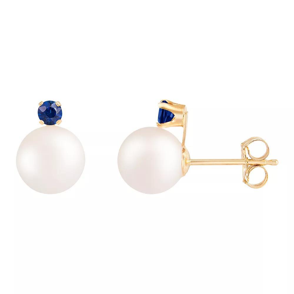 Splendid Pearls 14k Gold Ruby Freshwater Cultured Pearl Earrings, Womens, Yellow Product Image