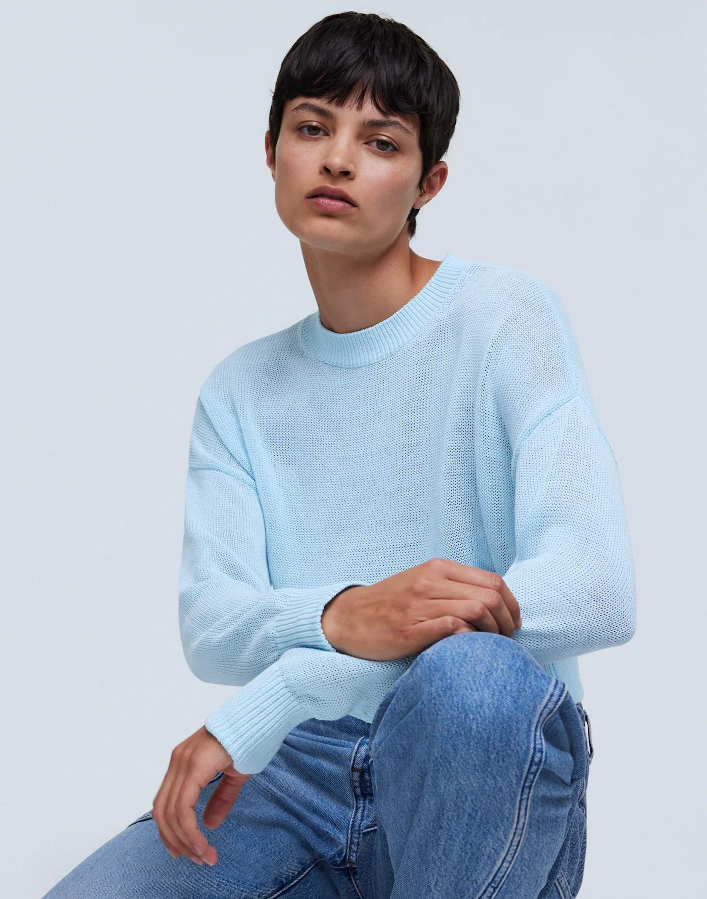 Loose-Knit Crewneck Sweater Product Image