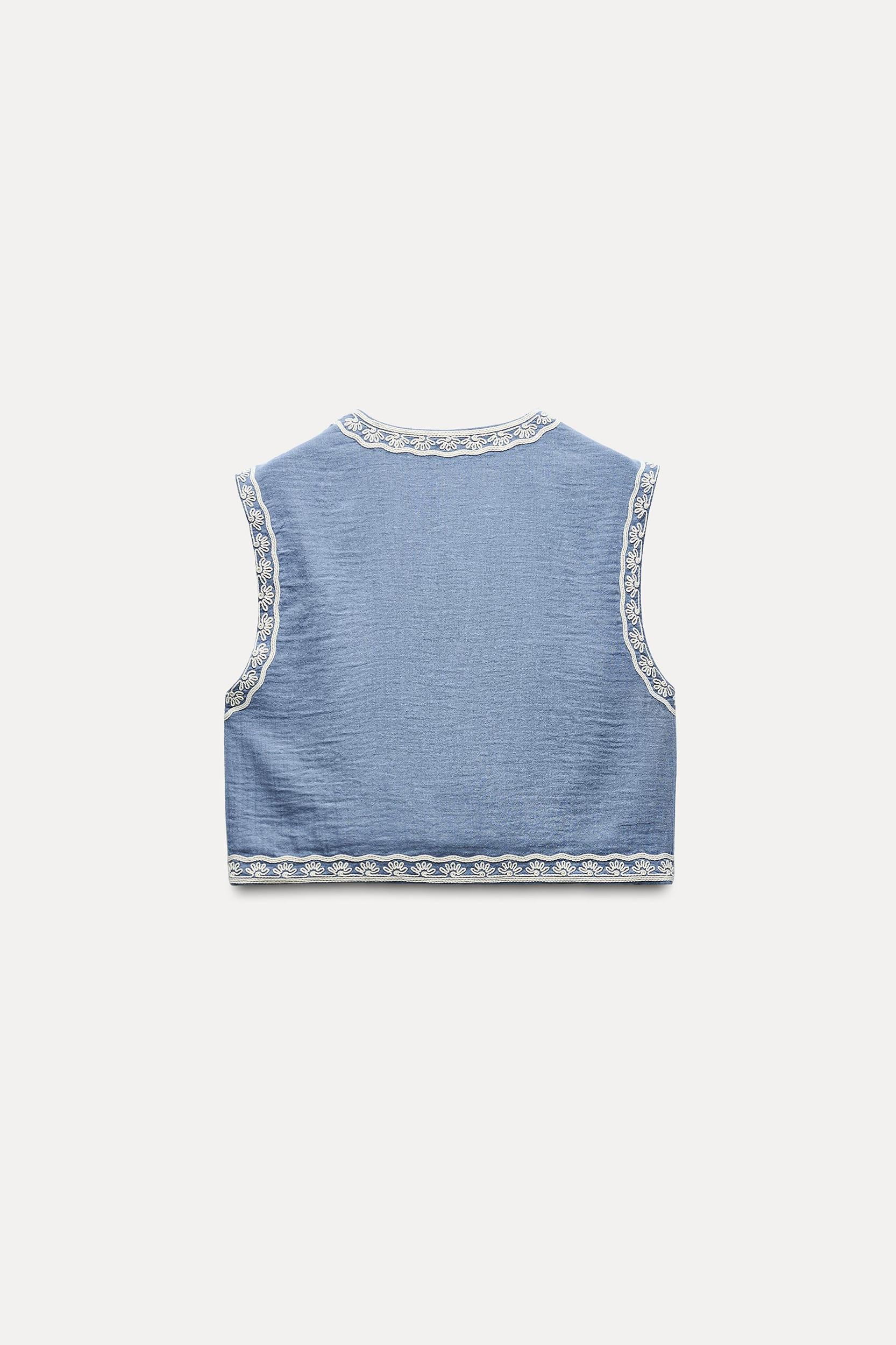 EMBROIDERED CROPPED VEST Product Image