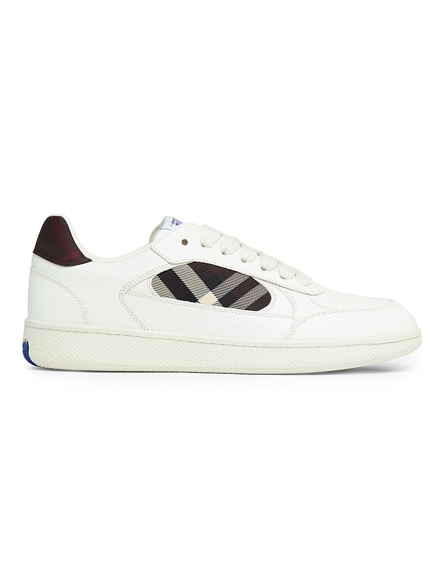 Mens Check Low-Top Leather Sneakers Product Image
