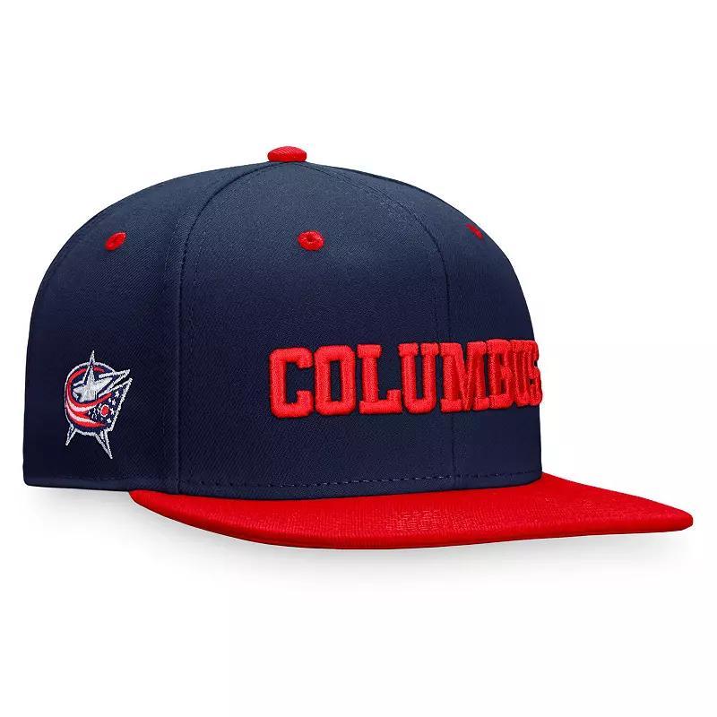 Mens Fanatics Branded /Red Columbus Blue Jackets Heritage City Two-Tone Snapback Hat Product Image