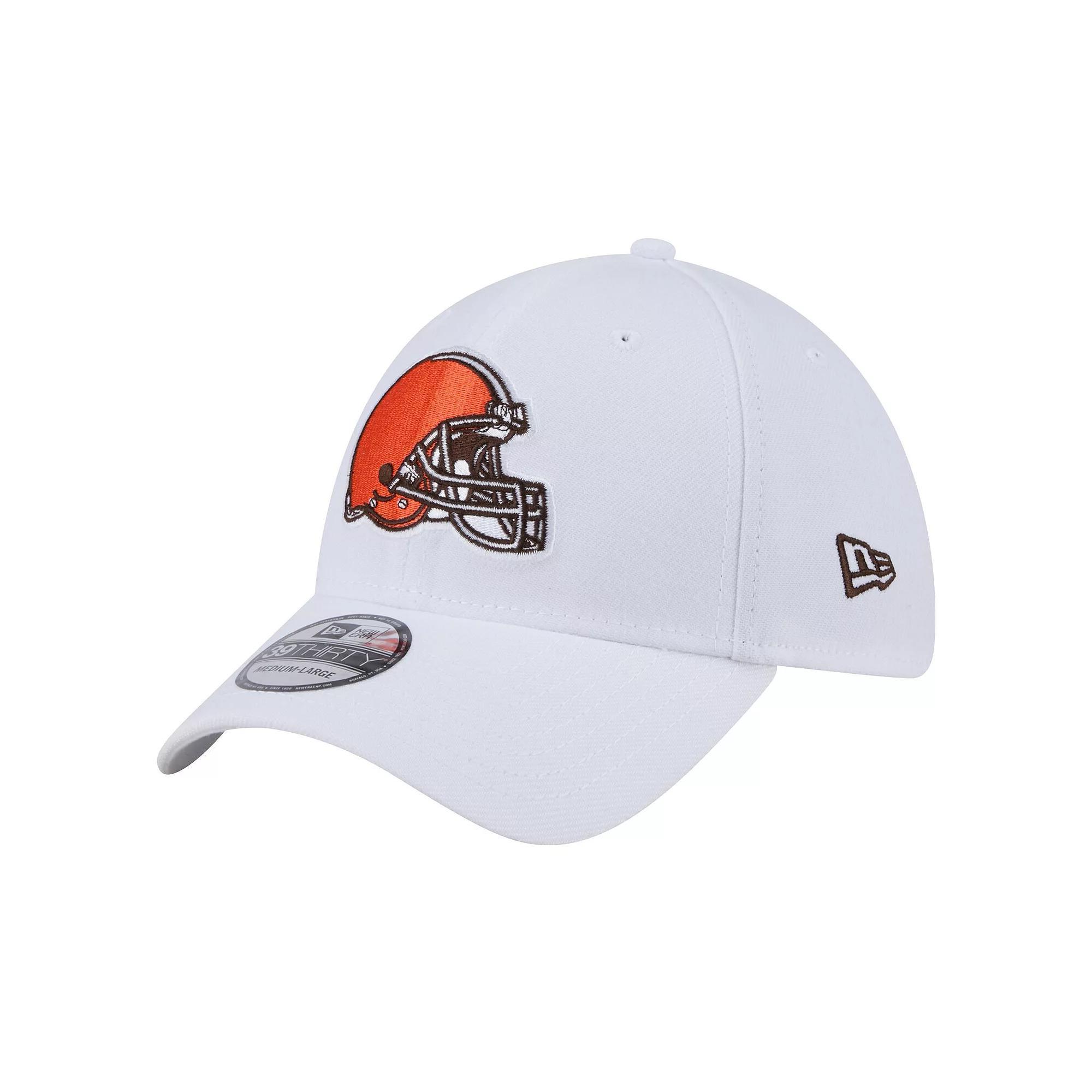 Men's New Era White Cleveland Browns Main 39THIRTY Flex Hat, Size: Small/Medium Product Image