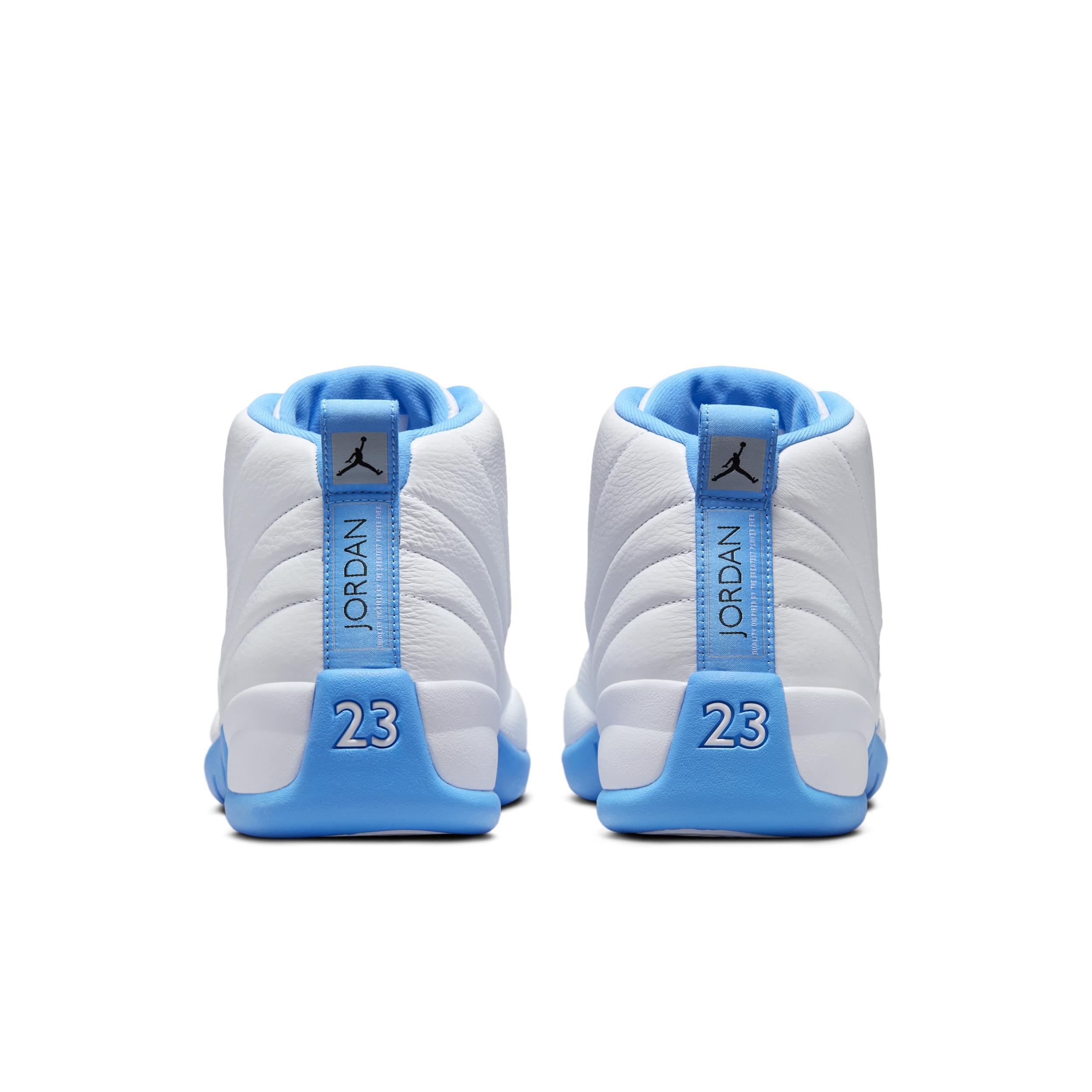 Men's Air Jordan 12 Retro and University Blue" Shoes in White Product Image