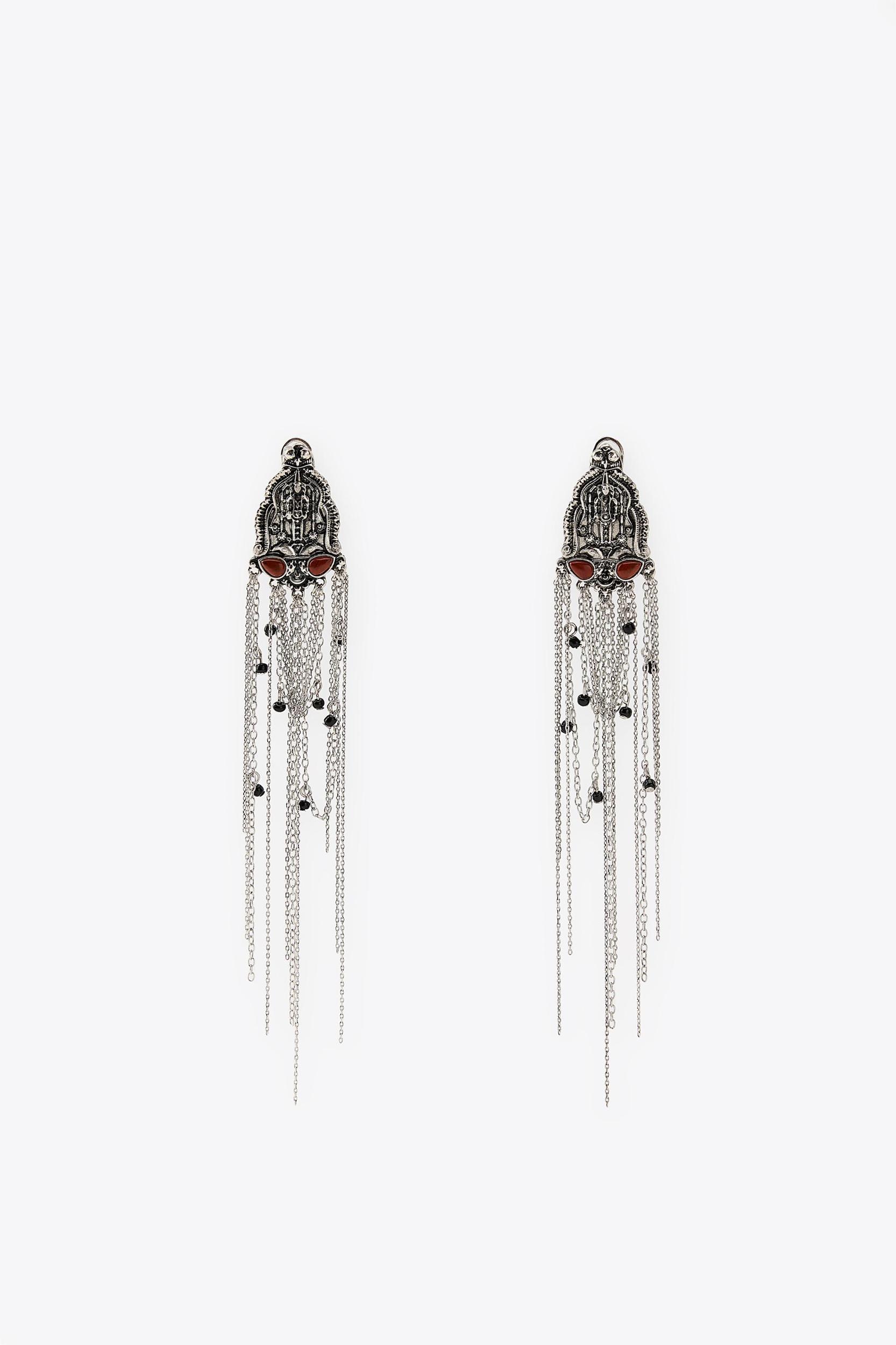 METAL CHAIN AND BEAD EARRINGS Product Image