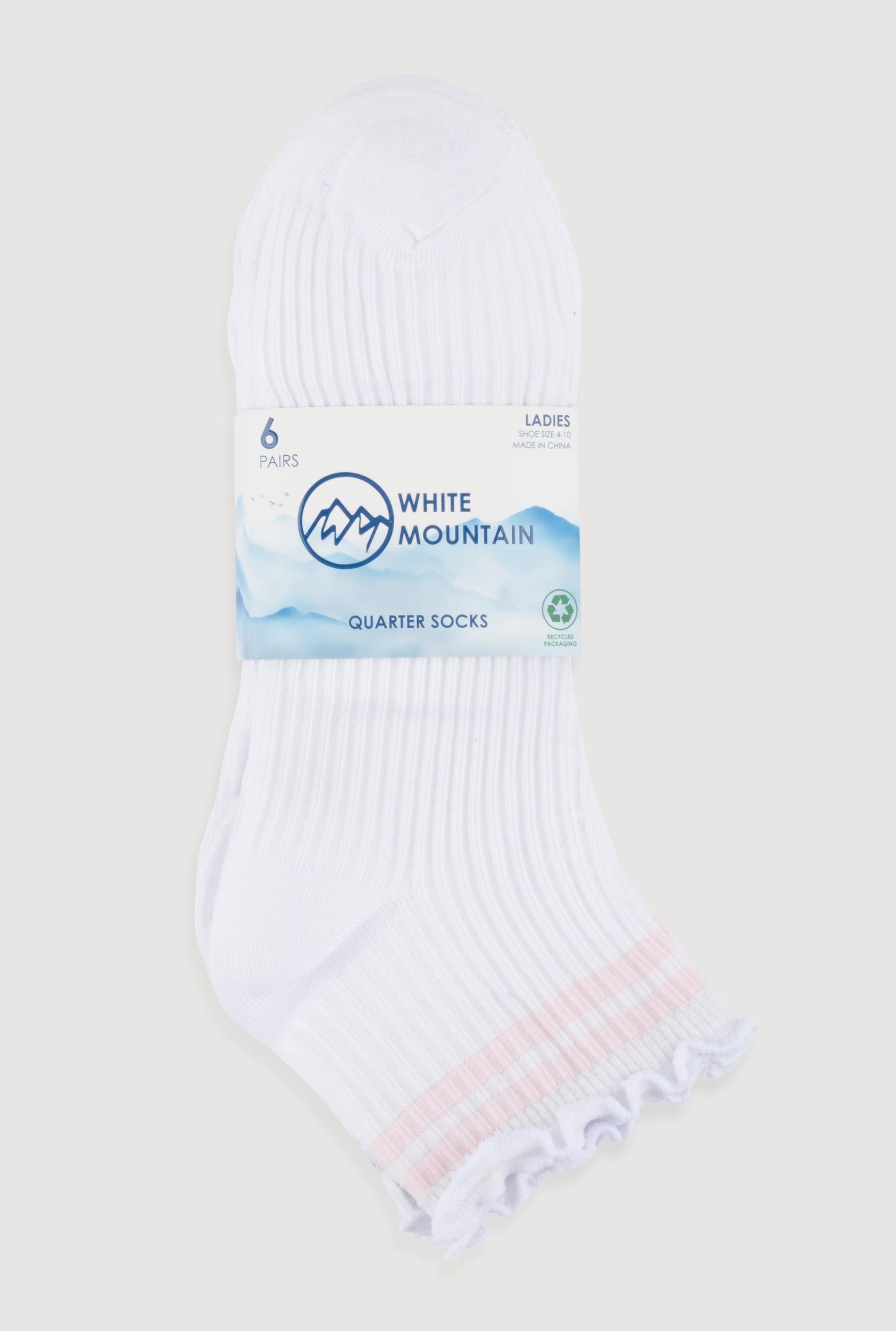 Ribbed Knit Varsity Stripe Quarter Socks 6 Pack Size 4-10 Female Product Image