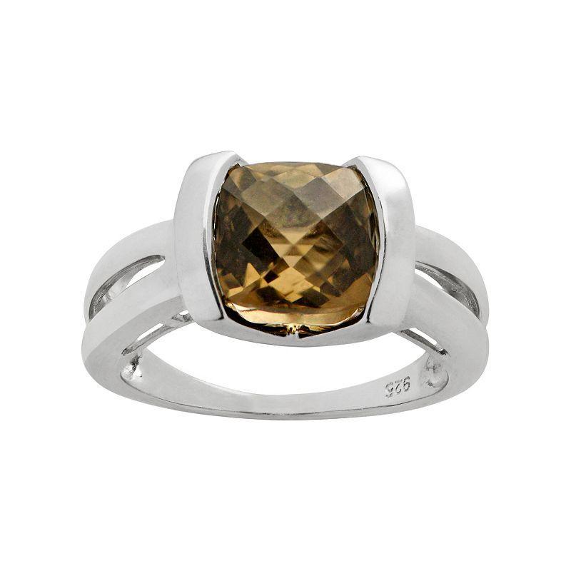 Smoky Quartz Sterling Silver Ring, Womens Brown Product Image