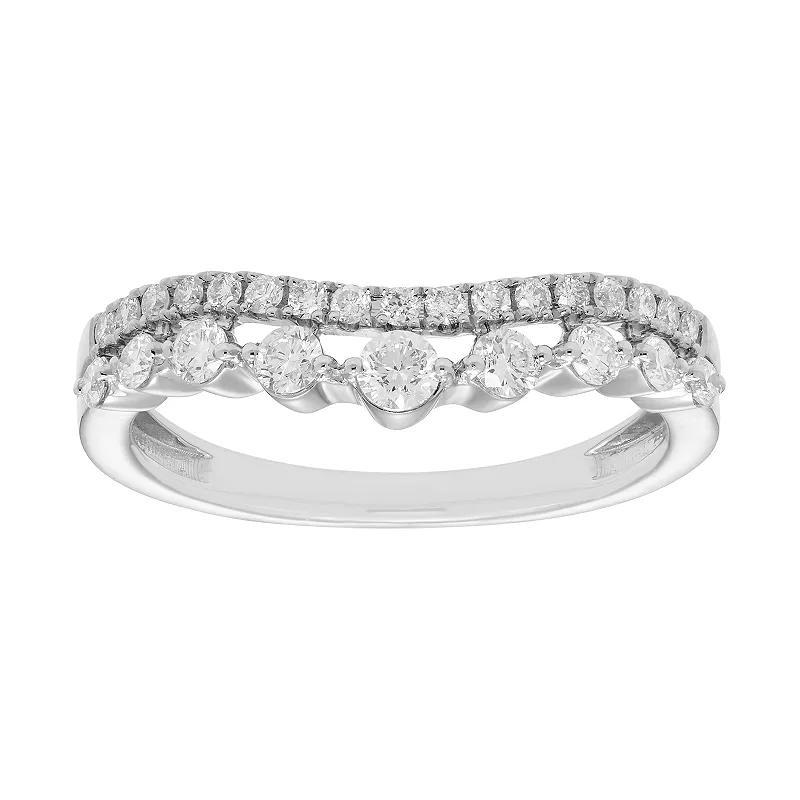 The Regal Collection 14k Gold 1/2 Carat IGL Certified Diamond Double Row Shadow Wedding Band, Women's, Size: 5, Yellow Product Image