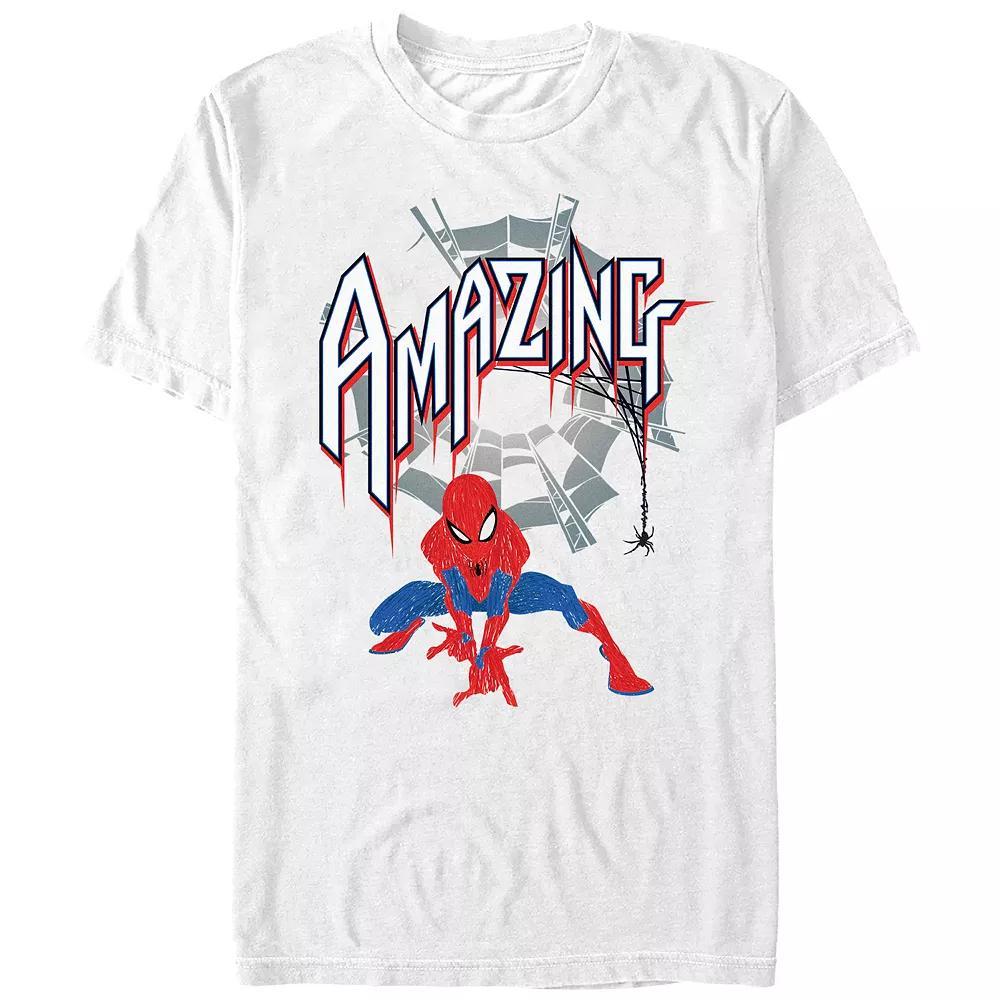 Men's Spider-Man Amazing Spidey Draw Graphic Tee, Size: Small, White Product Image