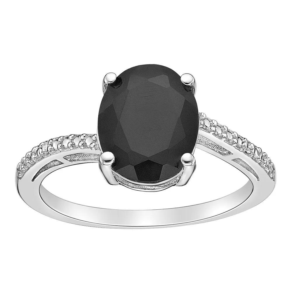 Gemminded Sterling Silver Black Onyx & Diamond Accent Ring, Women's, Size: 5 Product Image