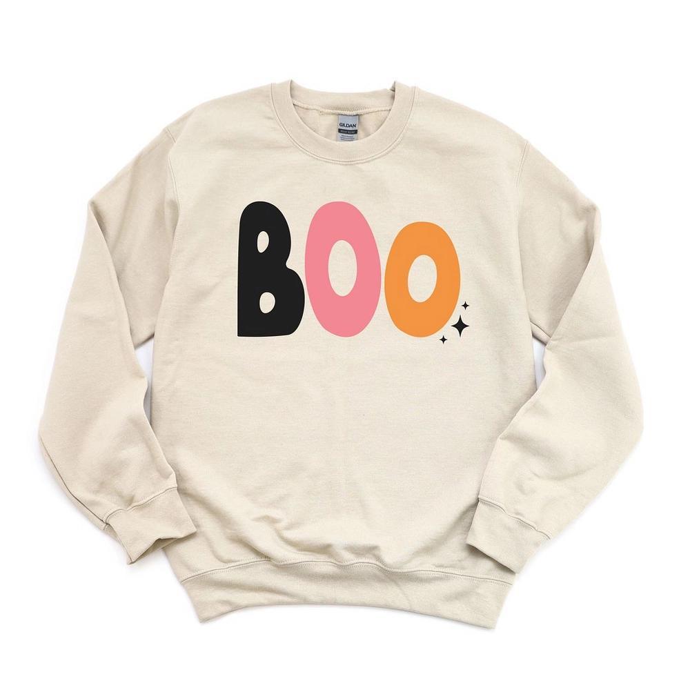 Simply Sage Market Women's Graphic Sweatshirt Boo Colorful Stars Product Image