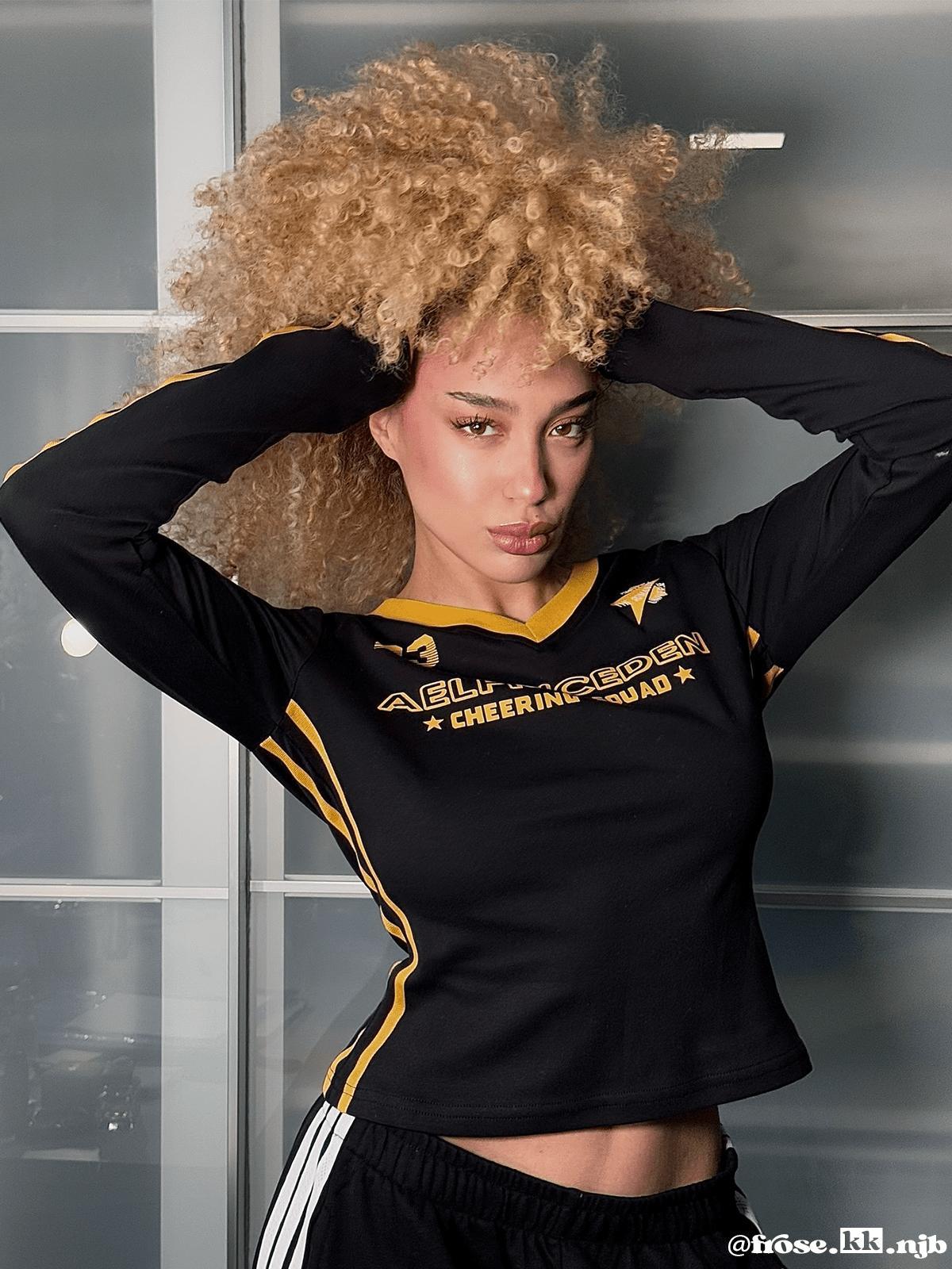 Aelfric Eden Black Yellow Patchwork Long Sleeve Tee Product Image