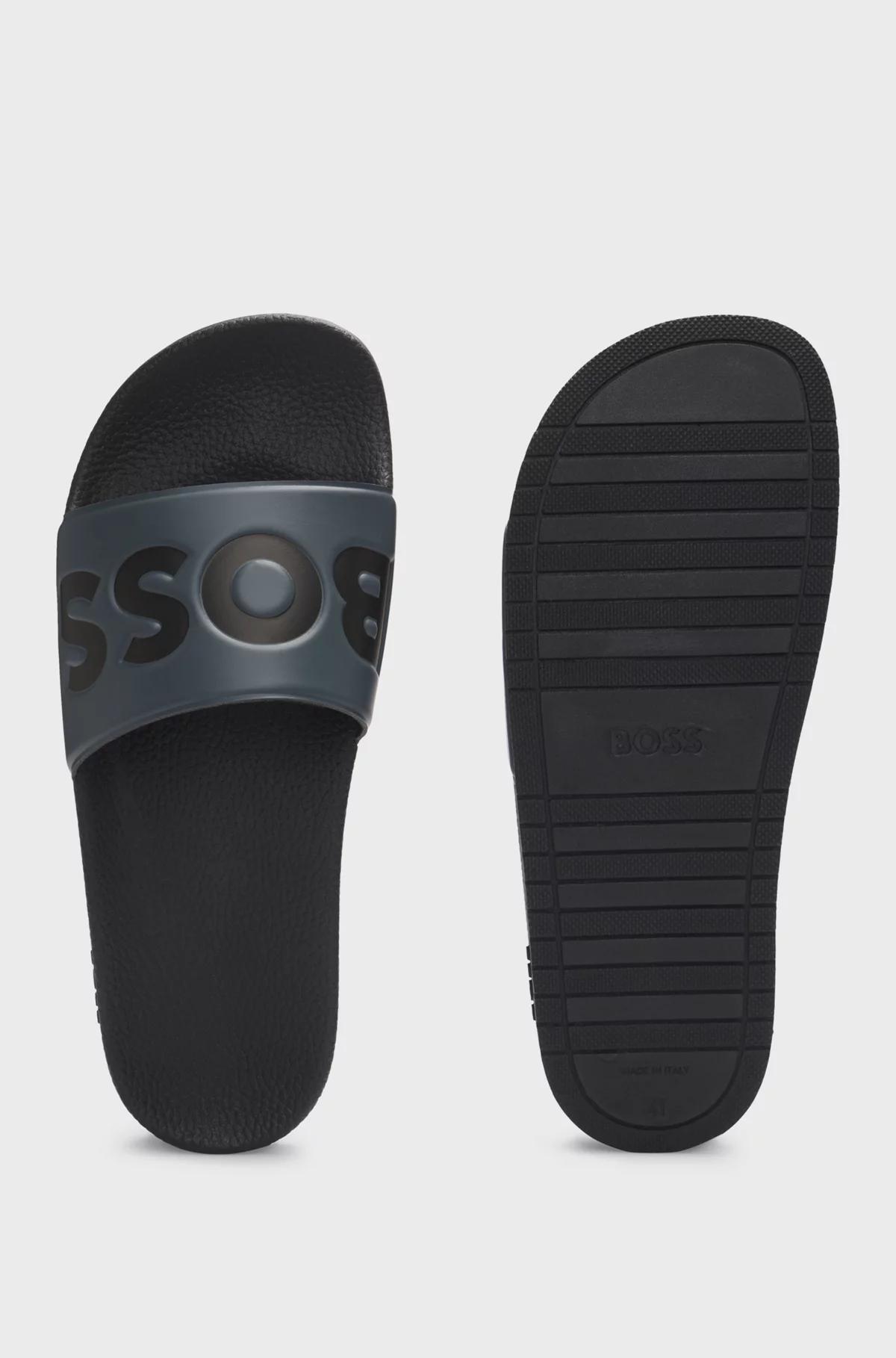 Boss Italian-Made Slides with Large Logo Detail Product Image