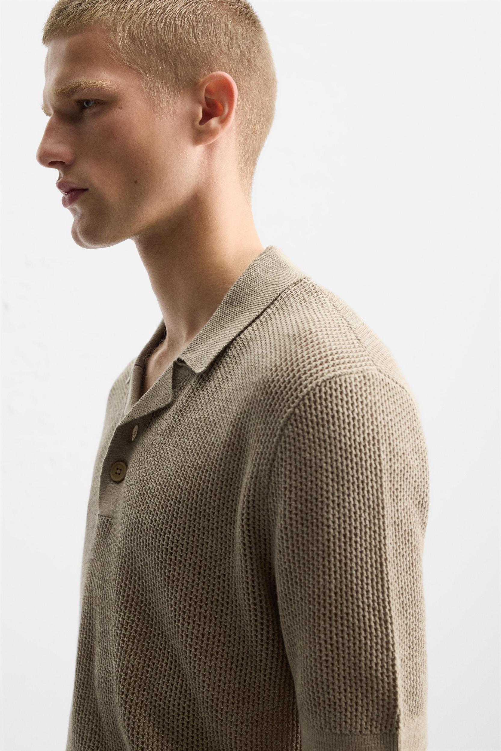 TEXTURED KNIT POLO SHIRT Product Image