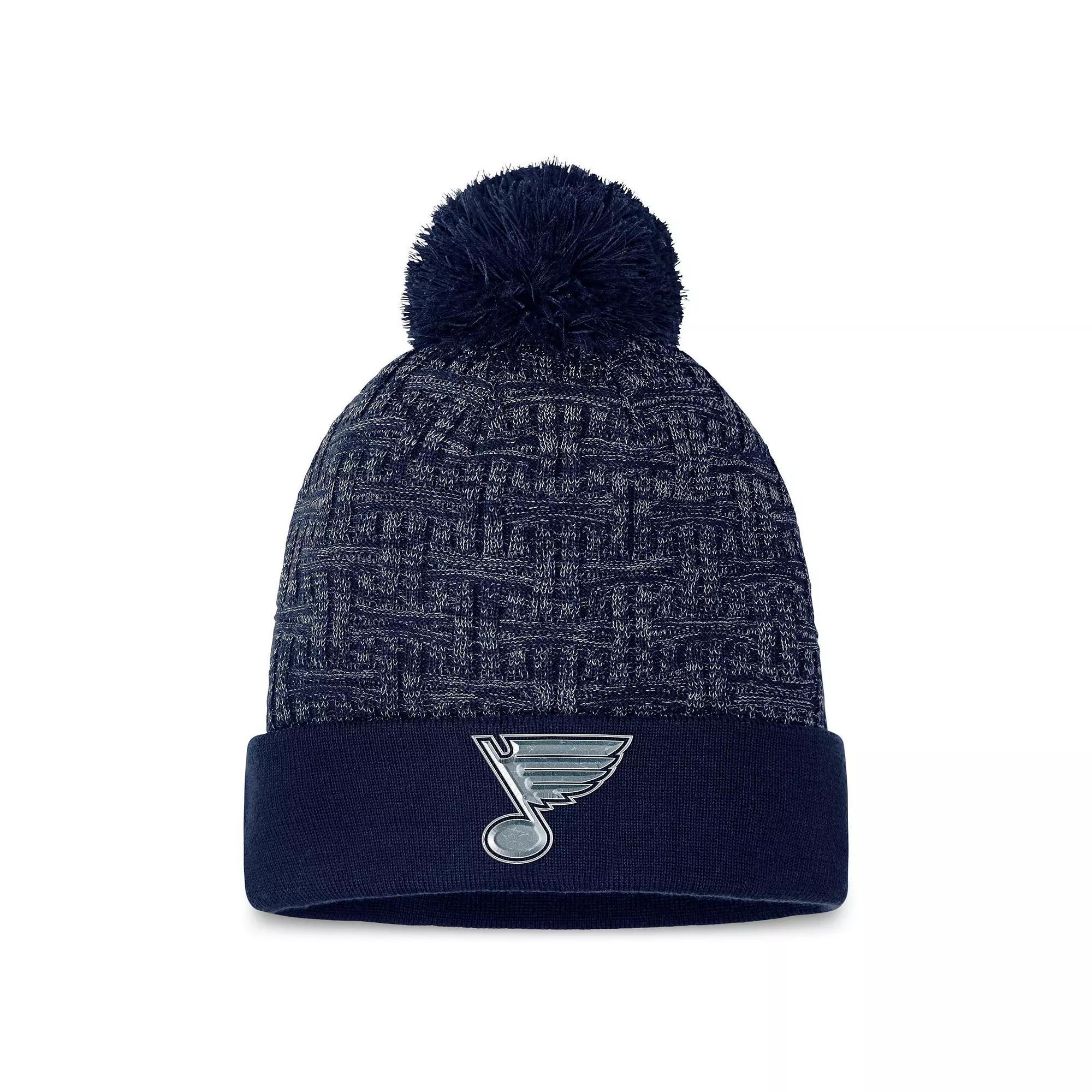 Women's Fanatics Branded  Navy St. Louis Blues Authentic Pro Road Cuffed Knit Hat with Pom Product Image