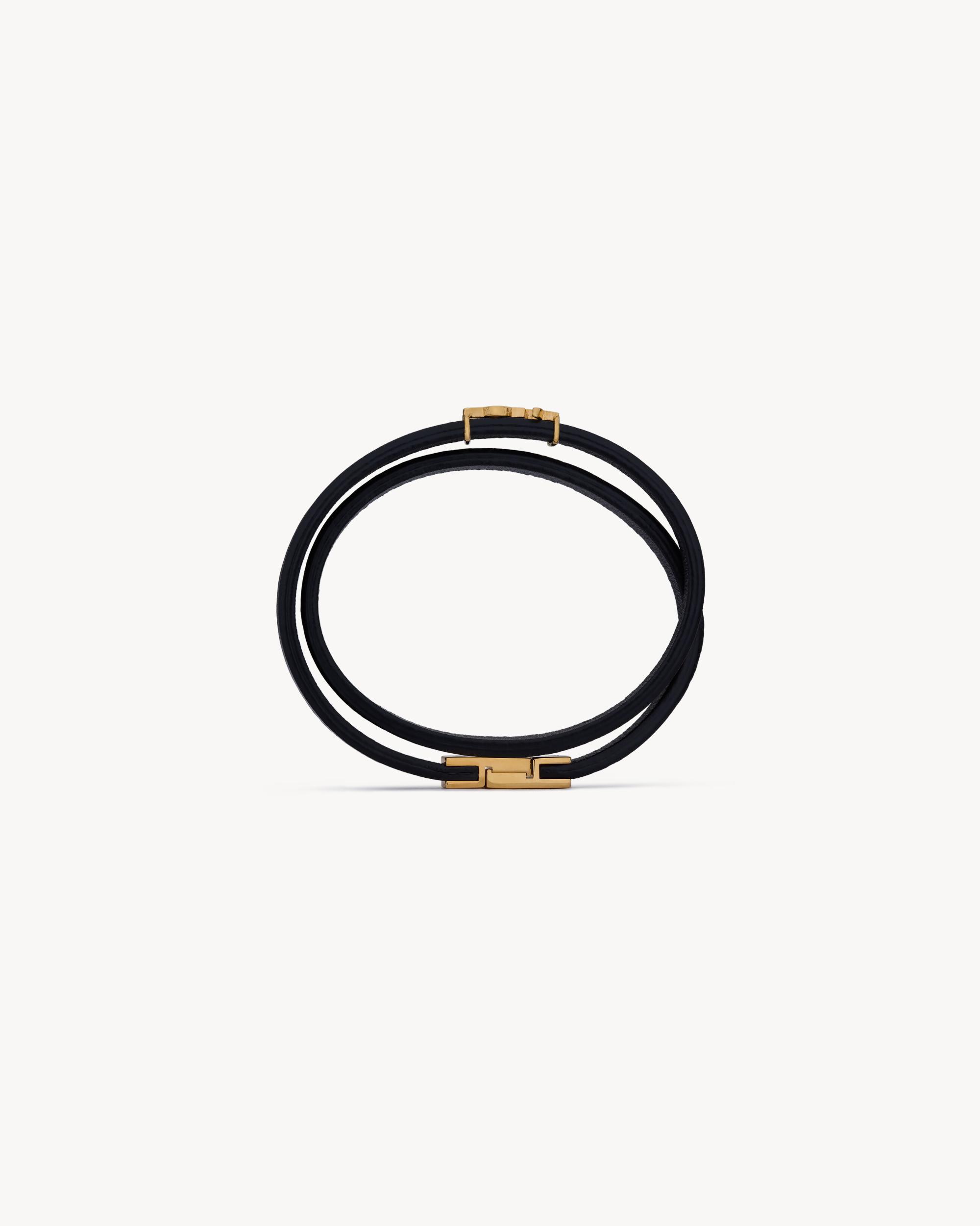 CASSANDRE double wrap bracelet in leather and metal Product Image