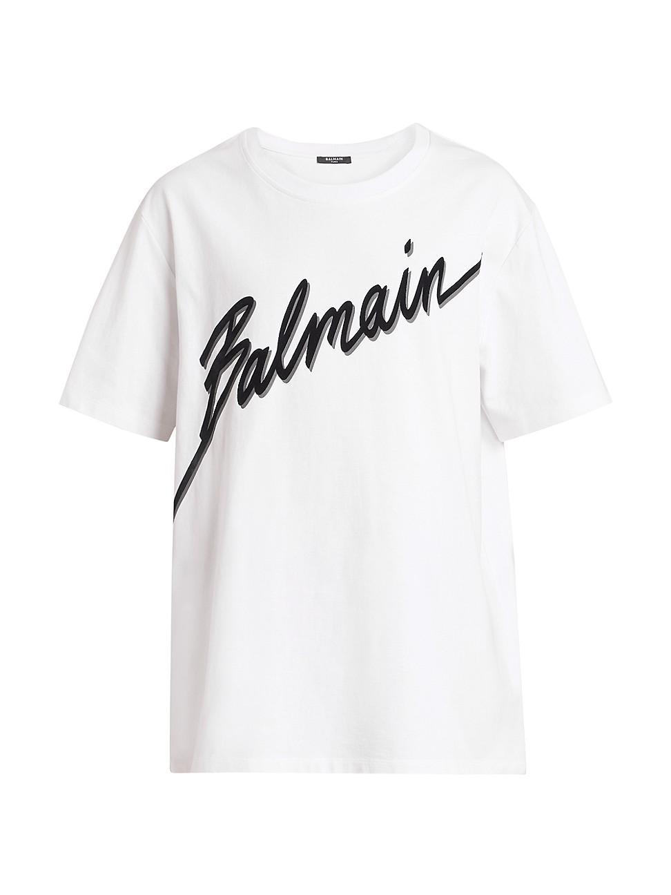 Mens Flocked Logo Cotton T-Shirt Product Image