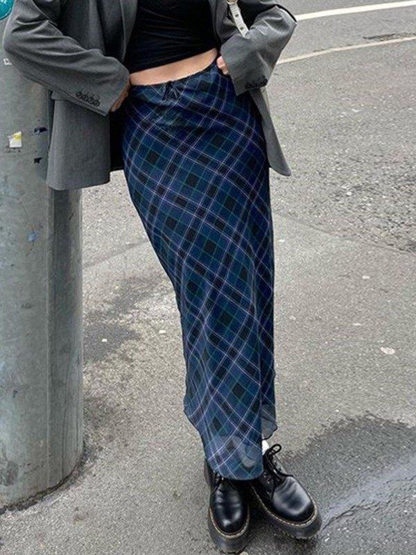 Vintage Checkered Maxi Skirt Product Image