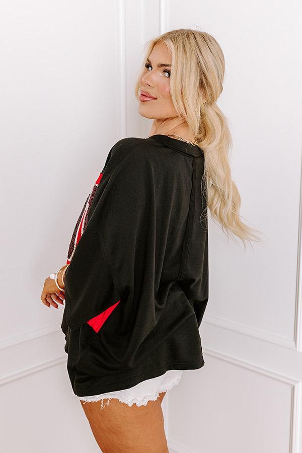 It's a Touch Down Sequin Oversized Tee in Black Curves Product Image