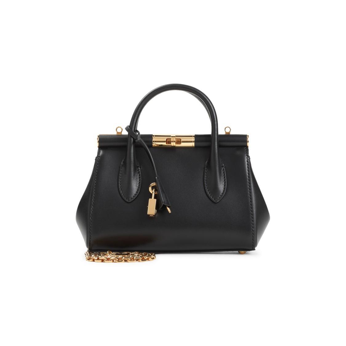 DOLCE & GABBANA 'marlene' Black Handbag With Padlock Detail And Logo Embossed On The Back Product Image