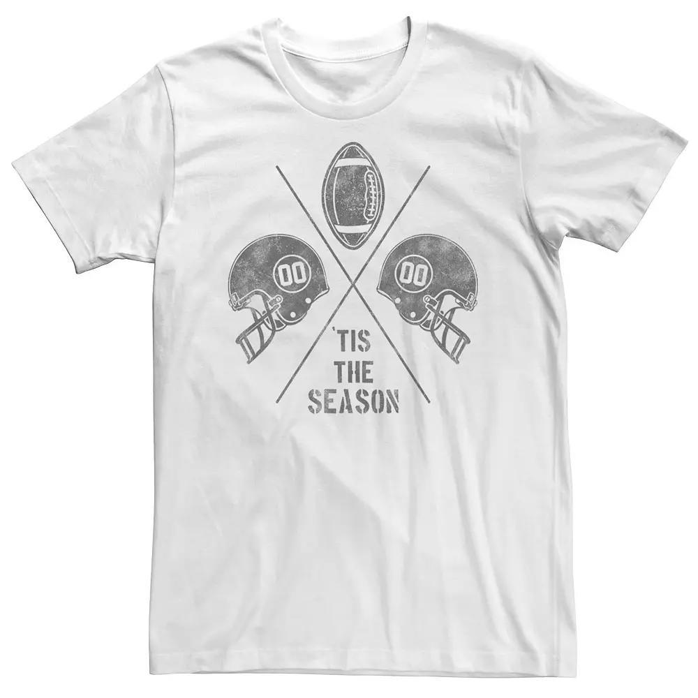 Big & Tall Tis The Season Football Tee, Men's, Size: 3XL Tall, White Product Image