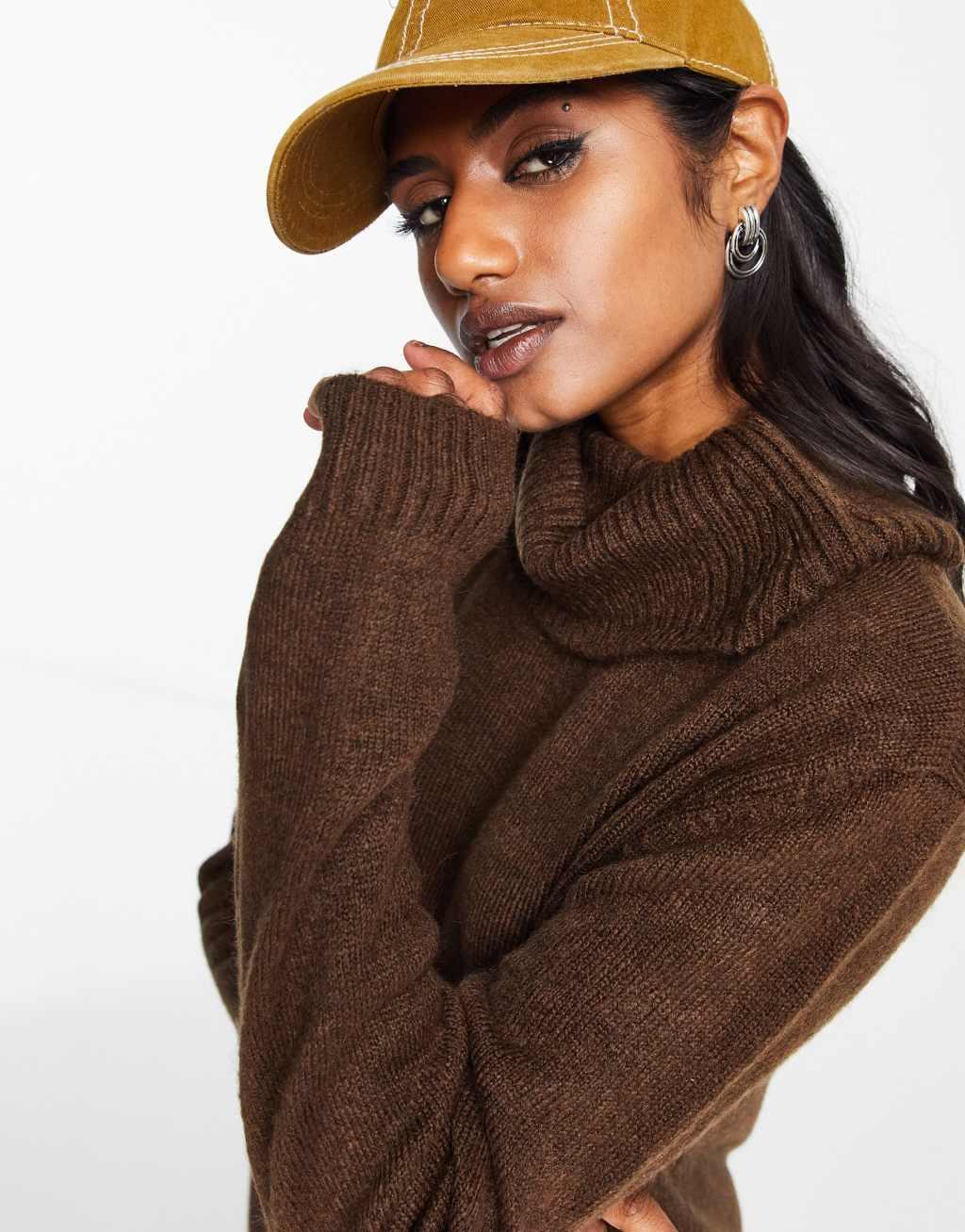 Only roll neck midi sweater dress Product Image