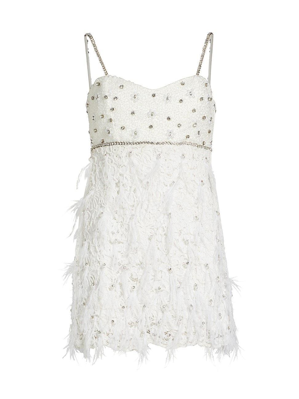 Womens Brianne Bead, Feather, & Crystal-Embellished Minidress Product Image