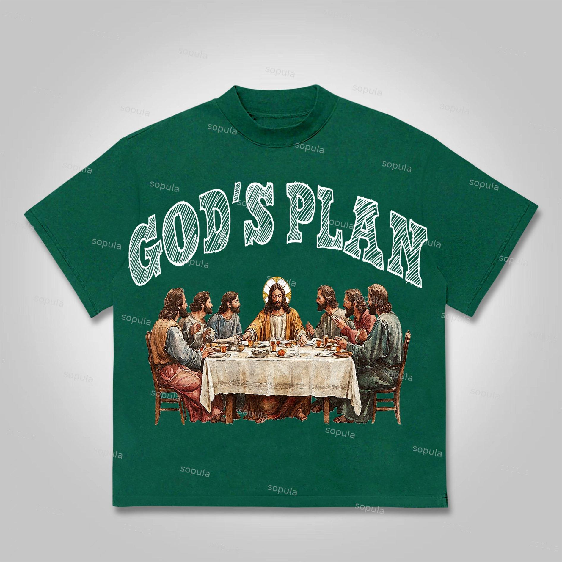 Sopula Vintage God's Plan Faith Graphic Print Cotton T-shirt Product Image