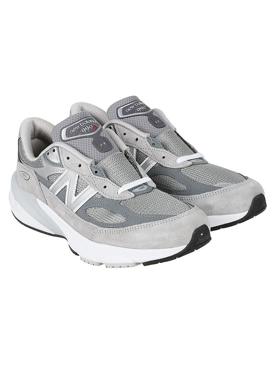 NEW BALANCE Grey Low Top Sneakers With Logo Detail In Suede And Tech Fabric Man Product Image