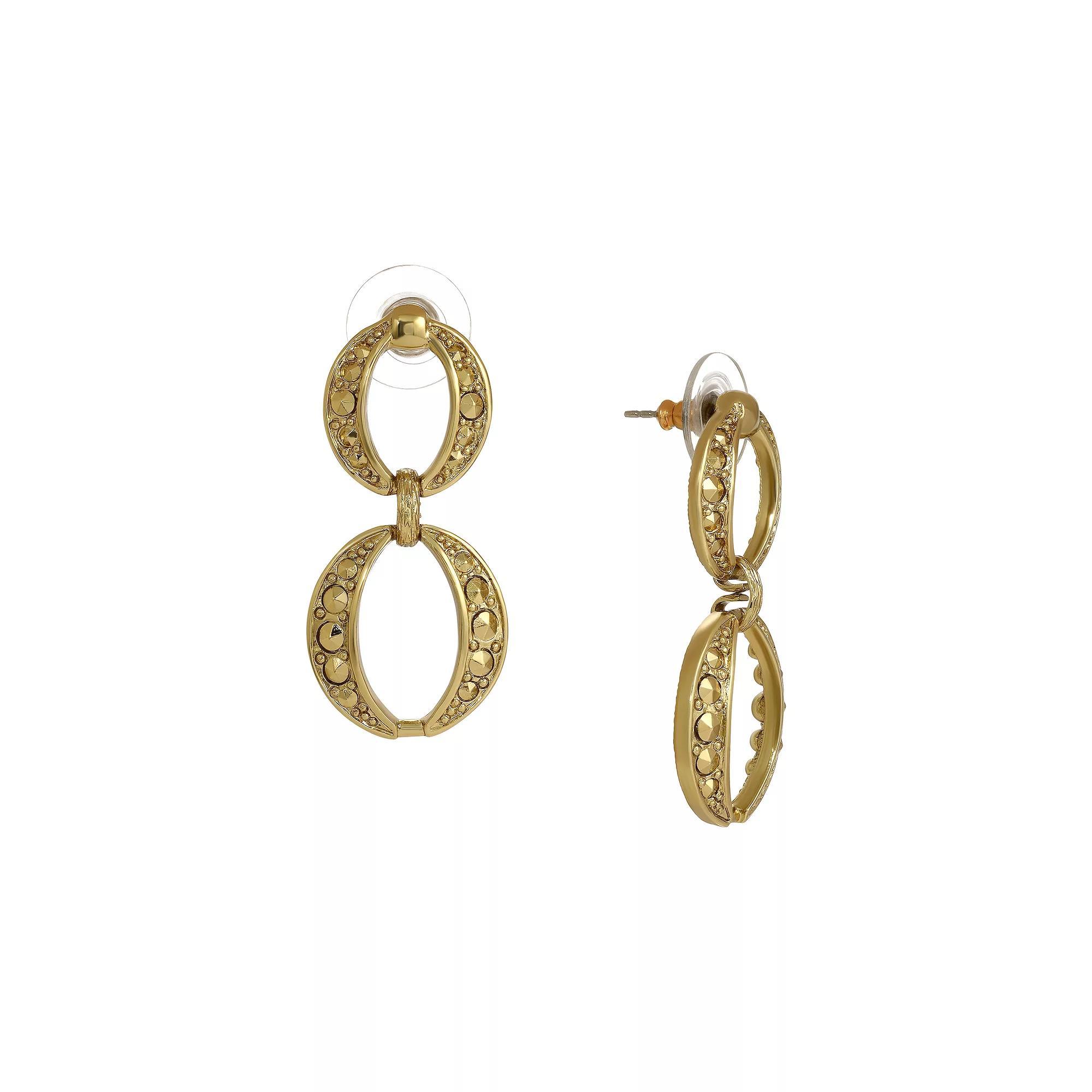 1928 Gold Tone Circle Drop Earrings, Womens, Yellow Product Image