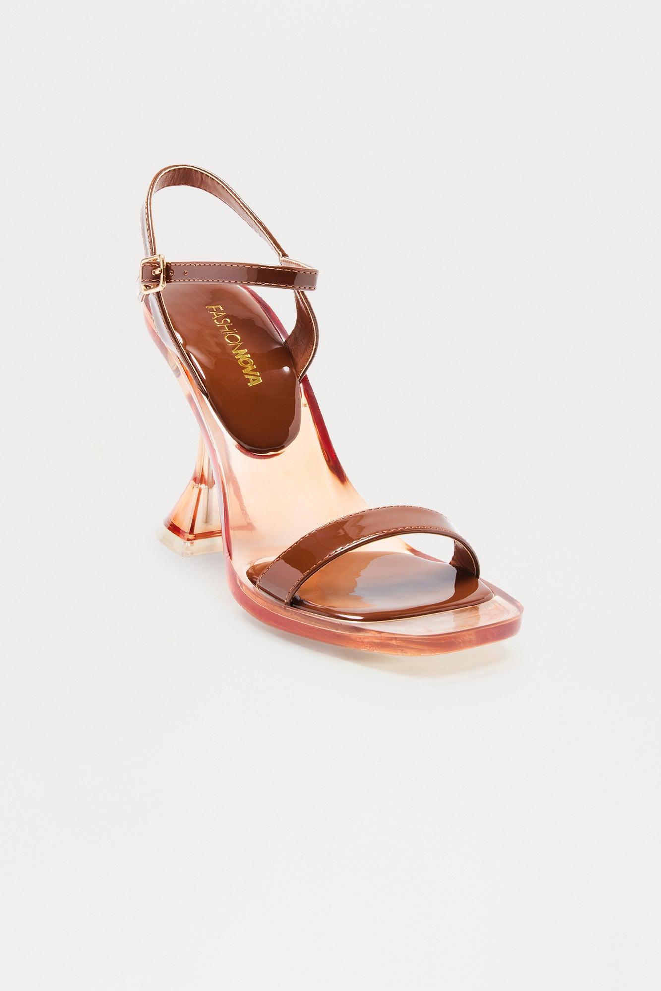 Murmur Clear Ankle Strap Heels - Brown Product Image