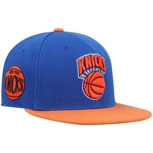 Men's Mitchell & Ness Blue/Orange New York Knicks Hardwood Classics Snapback Hat Product Image