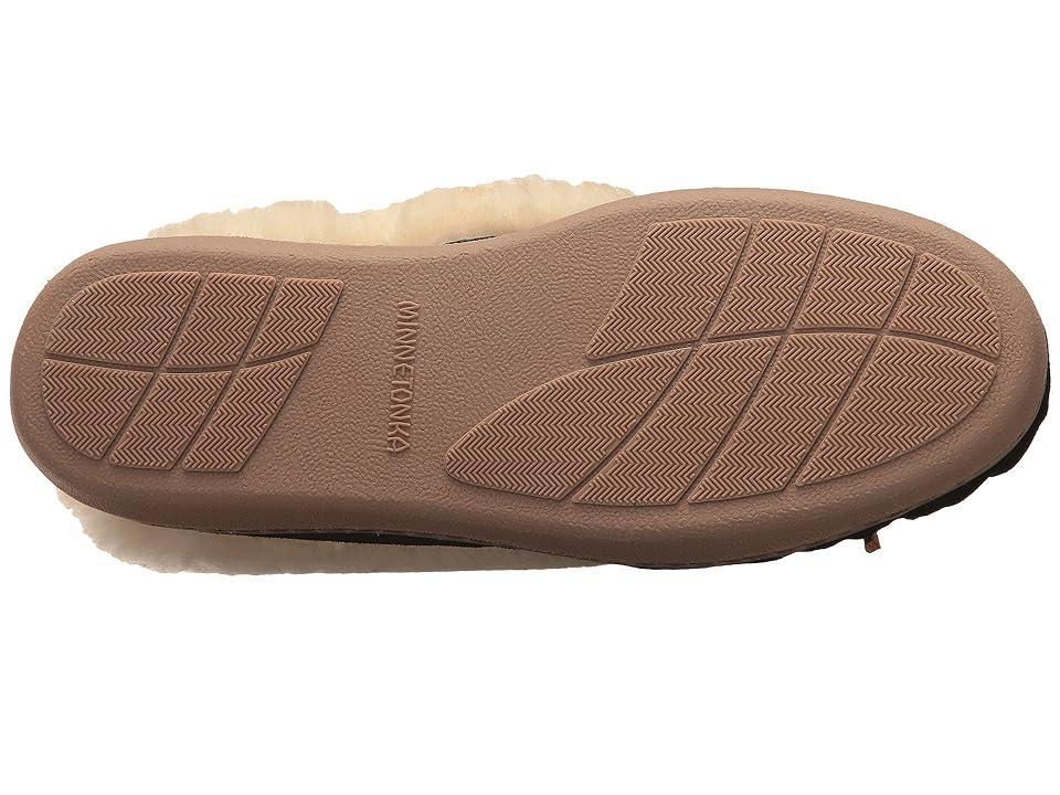 Minnetonka Alpine Bow Detail Suede Sheepskin Slippers Product Image