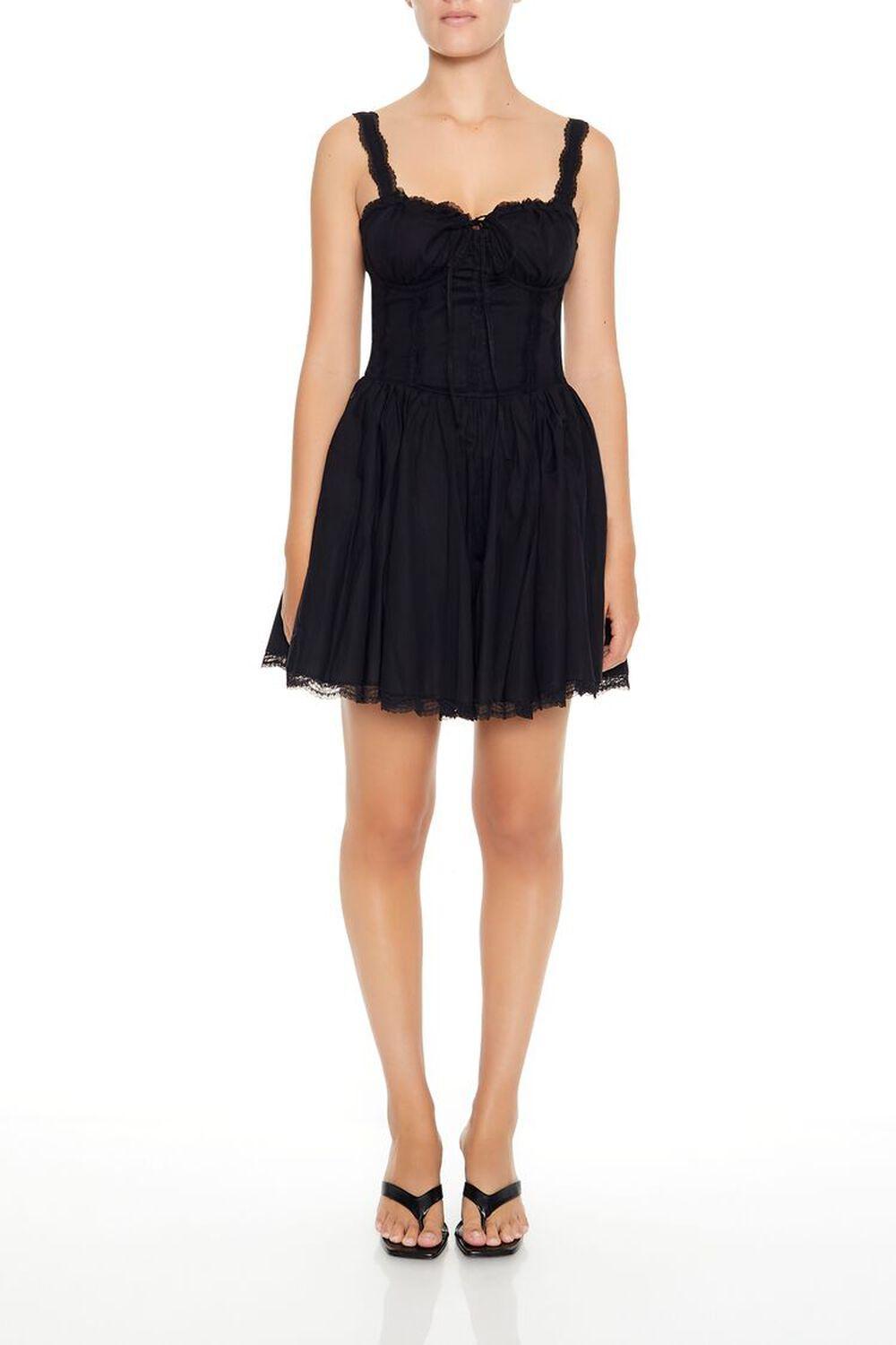 Lace-Trim Bow Bustier Mini Dress | Forever 21 Product Image