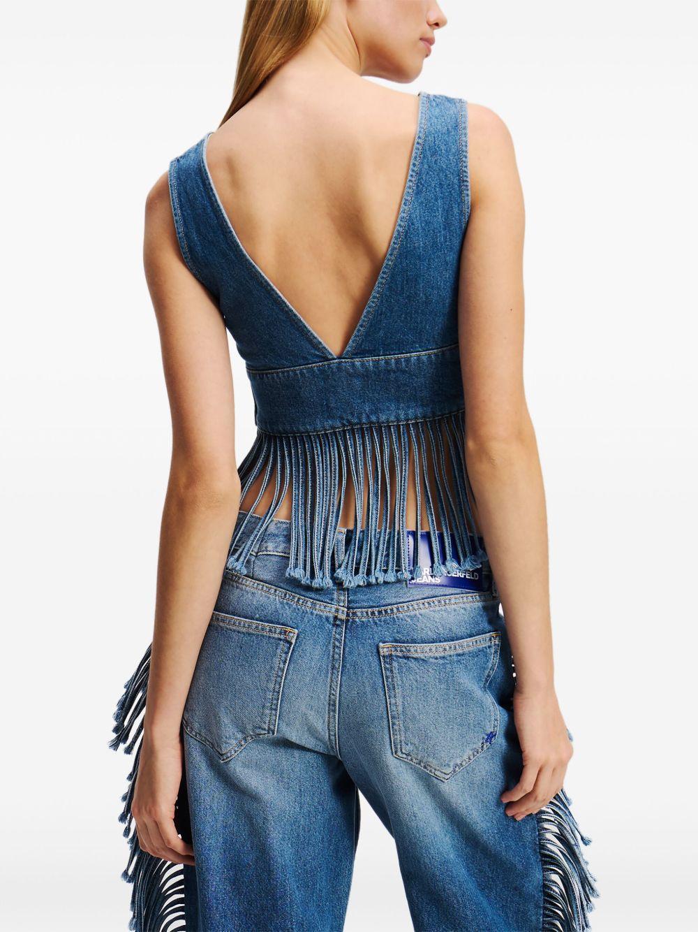 fringed denim top Product Image