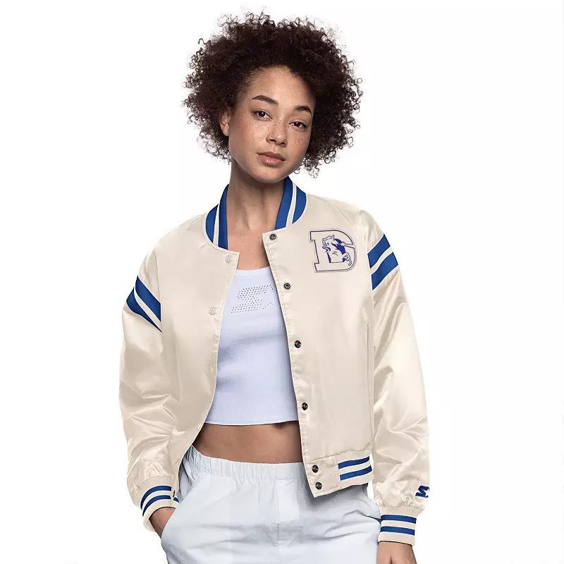 Womens Starter Cream Philadelphia Eagles Full Count Full-Snap Satin Jacket Product Image