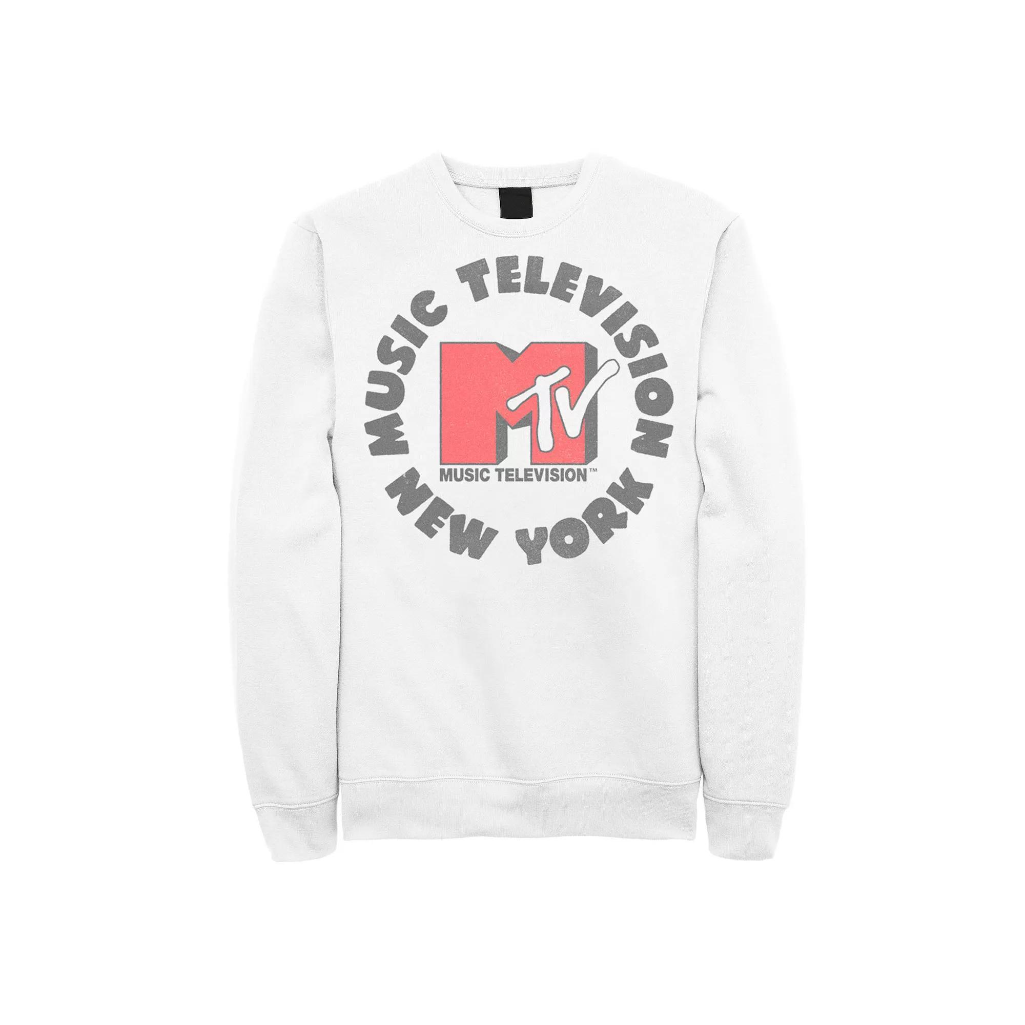 Men's MTV Music Television New York Logo Sweatshirt, Size: Small, White Product Image