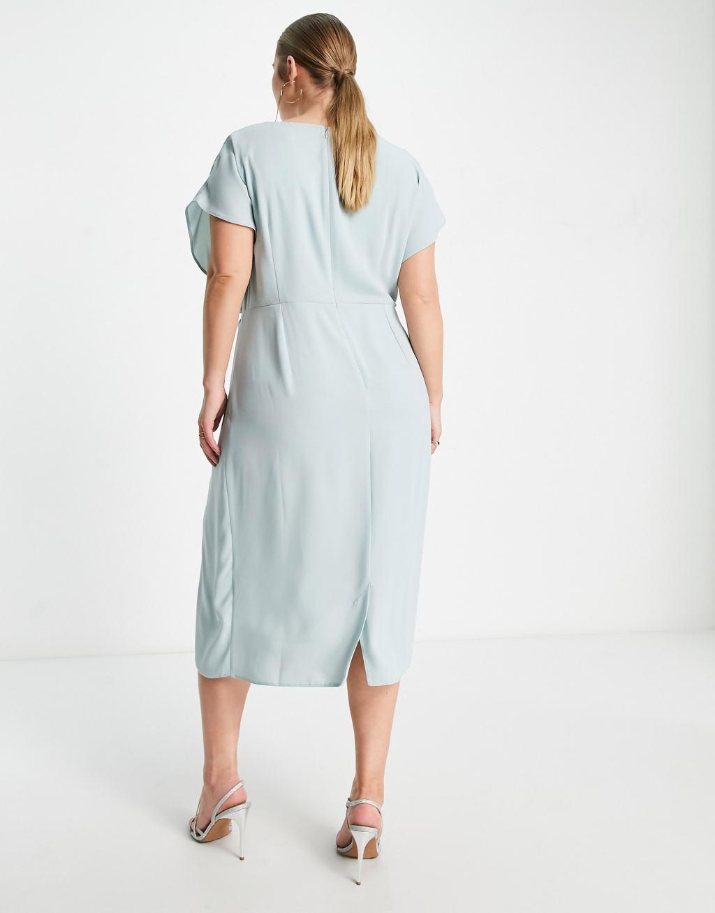 ASOS DESIGN Curve twist and drape front midi dress Product Image