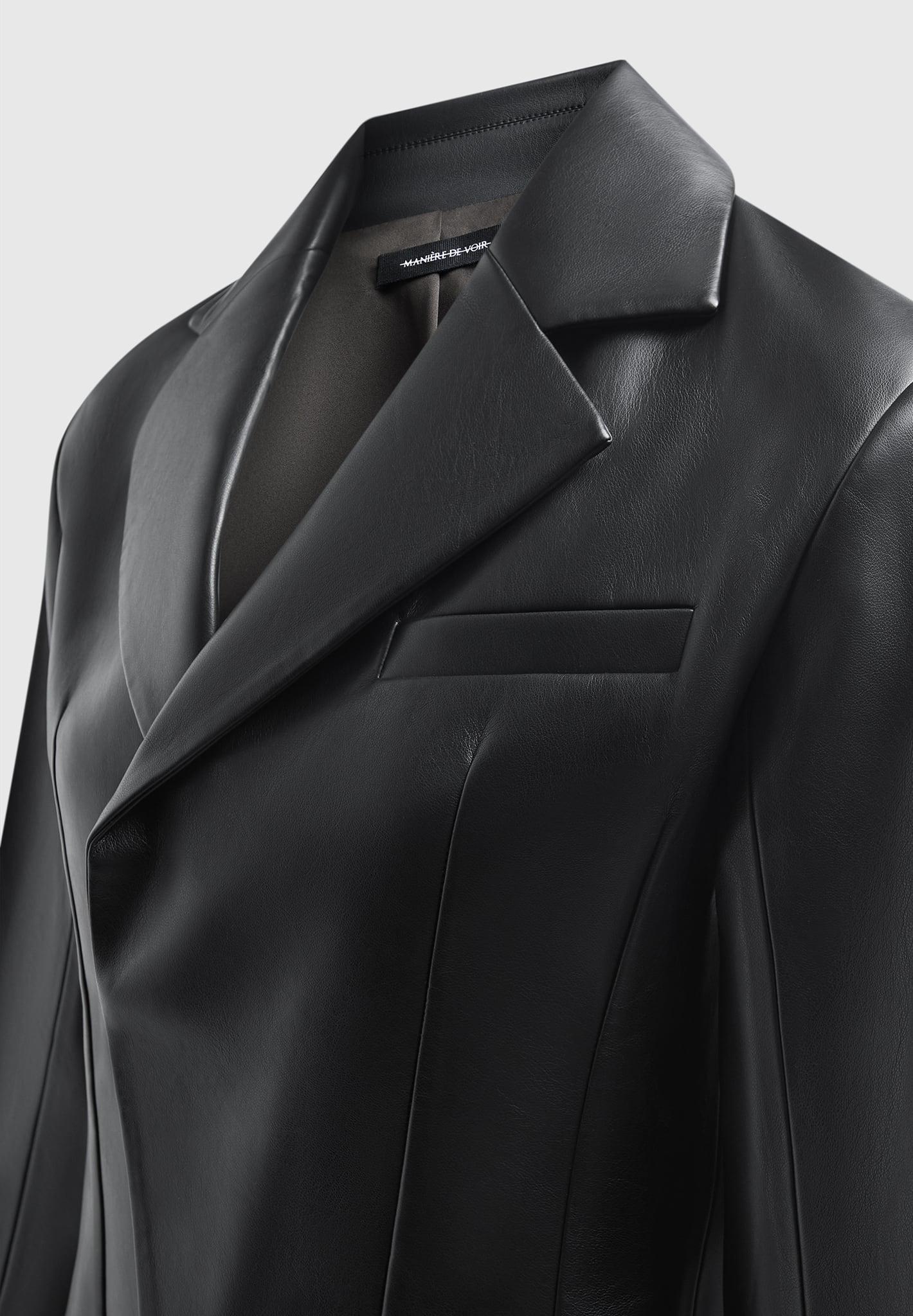 Leather Double Breasted Blazer - Black Female Product Image