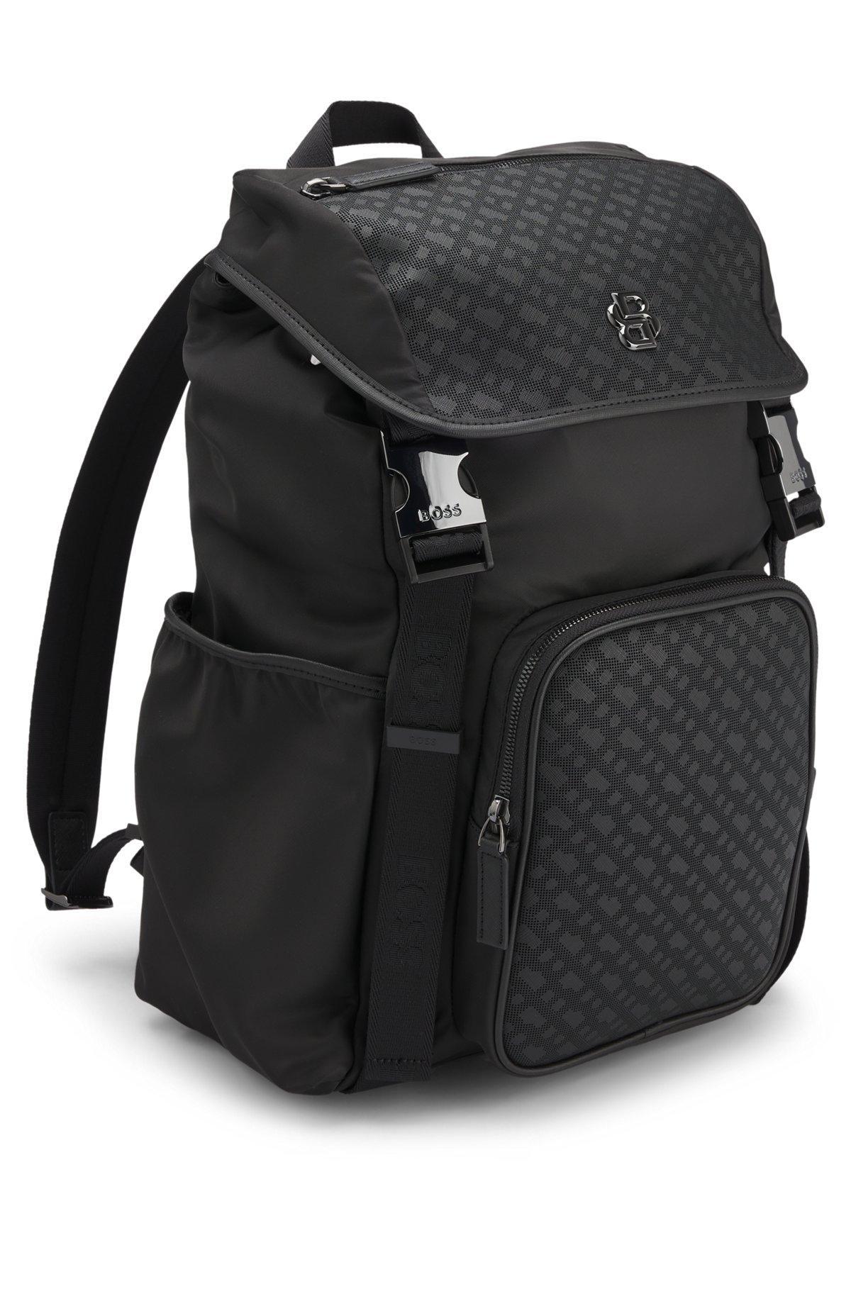 BOSS - Twill backpack with Double B monogram - Black Product Image