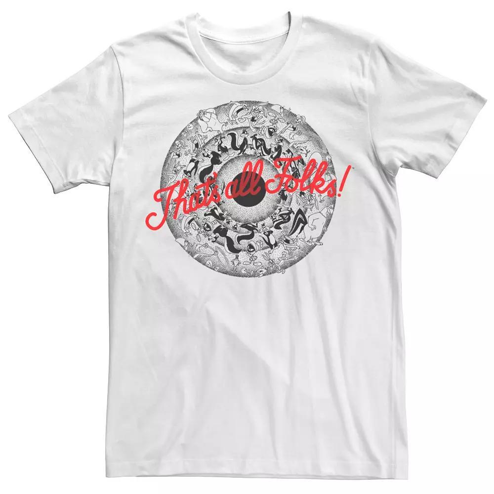 Men's Looney Tunes That?s All Folks Lineup Tee, Size: 3XL, White Product Image