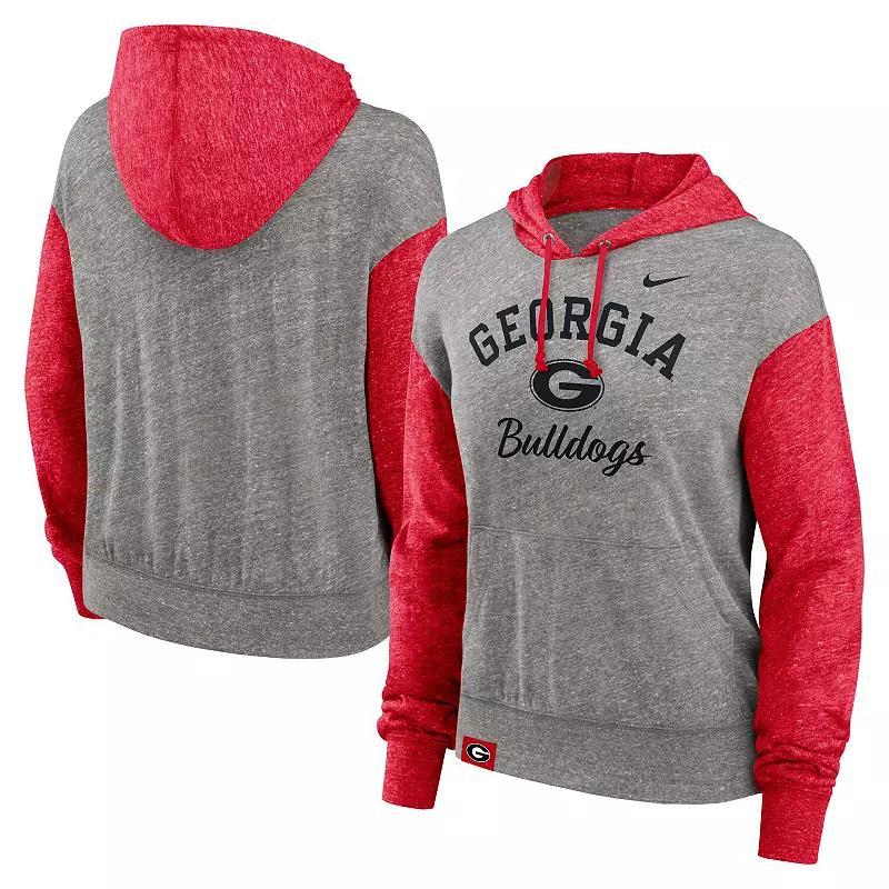Women's Nike Heather Gray/Purple LSU Tigers Blitz Color Block Legacy Pullover Hoodie, Size: XL, Grey Product Image
