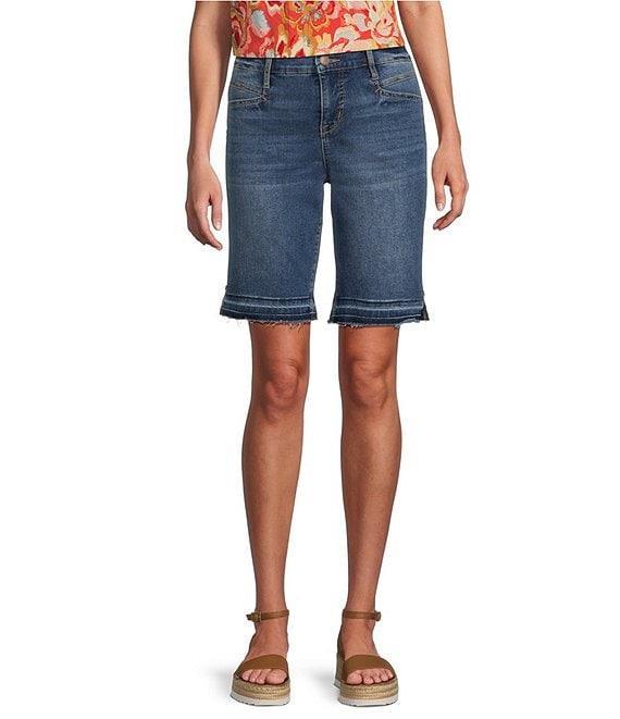 Code Bleu Chelsea High Rise Fray Hem Side Slit Bermuda Shorts Product Image