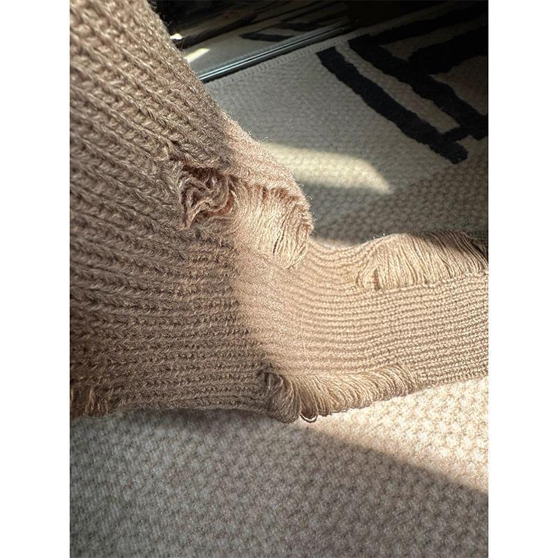 Distressed Ribbed Knit Leg Warmers Product Image