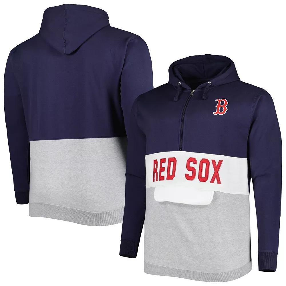 Men's Navy/White Boston Red Sox Big & Tall Fleece Half-Zip Hoodie, Size: 6XB, Blue Product Image