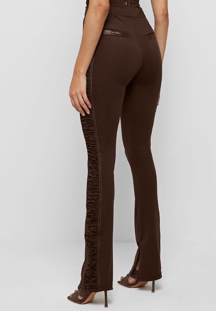 Ruched Side Flared Leggings - Chocolate Brown Female Product Image