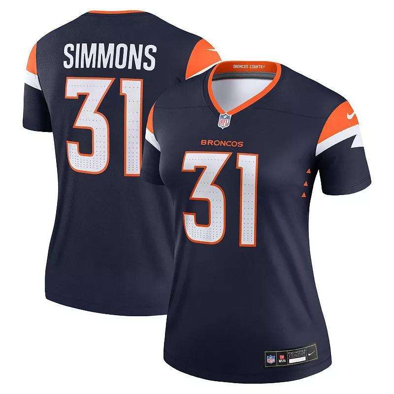Women's Nike Justin Simmons  Navy Denver Broncos Alternate Legend Player Performance Top, Size: Small, Blue Product Image