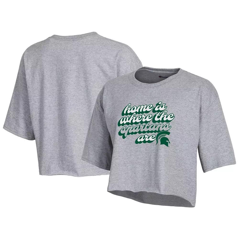 Women's Champion Heather Gray Michigan State Spartans Boyfriend Cropped T-Shirt, Size: 2XL, Grey Product Image
